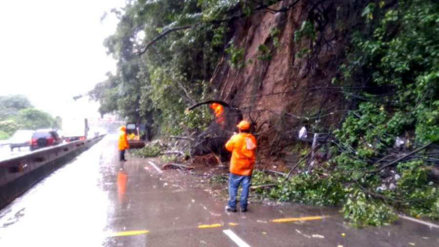GALERÍA: Derrumbes, árboles caídos y tráfico en diferentes zonas de El Salvador